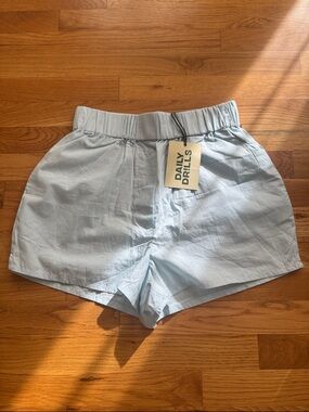 Daily Drills Pale Blue High-Waist Elastic Shorts